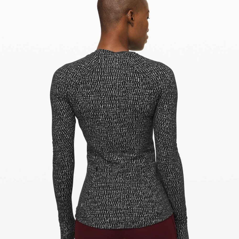 Lululemon Runderful Long Sleeve Knotted Jacquard Black White - Picture 3 of 10